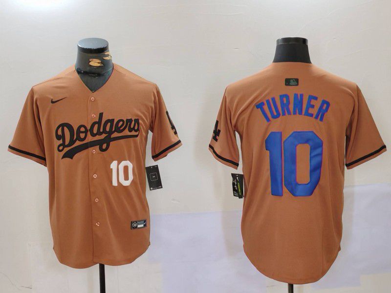 Men Los Angeles Dodgers #10 Turner army green joint name 2024 Nike MLB Jersey style 5->los angeles dodgers->MLB Jersey